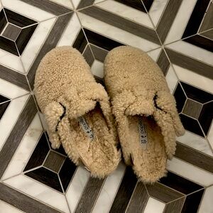 Genuine shearing Birkenstock mules